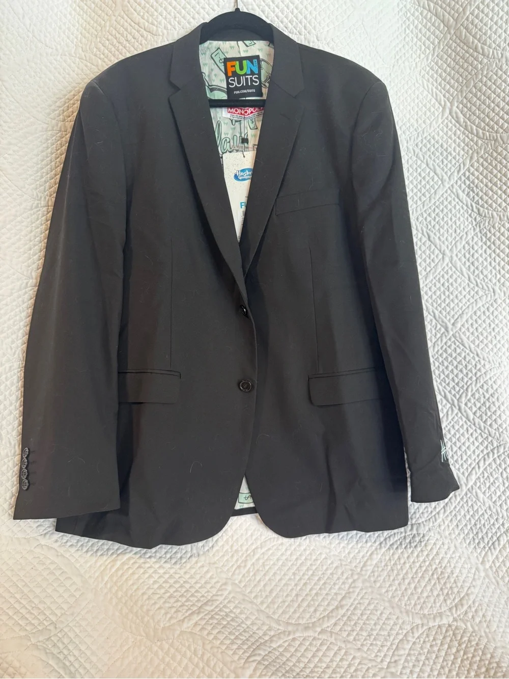 Fun Suits Monopoly Black Blazer Jacket Men’s 48R Hasbro Gaming Party Suit